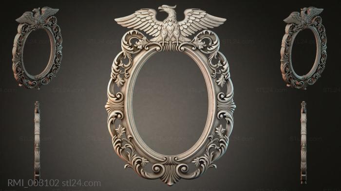 Oval frame with eagle and scrolls for CNC 3d STL model