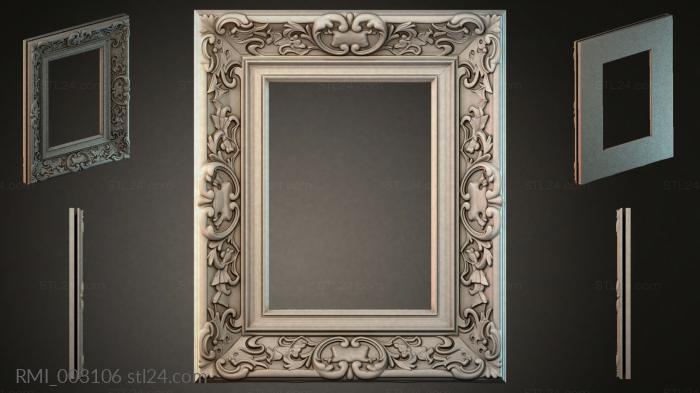 Carved frame with Baroque scrolls, rectangular 3d STL model