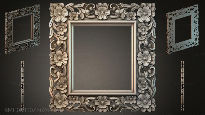 Carved frame with floral ornament and spiral scrolls 3d STL model
