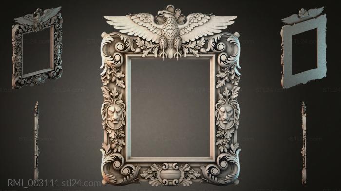 Mirror frame with winged eagle and lion masks 3d STL model