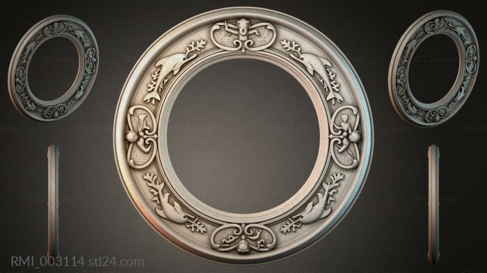 Round panel with winged angels and leaves 3d STL model