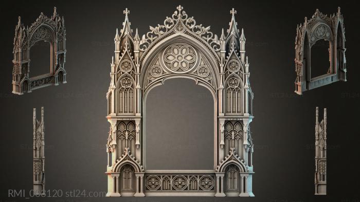 Gothic portal with pointed arch and floral rosettes 3d STL model