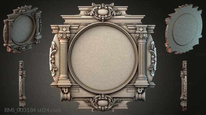 Classic architectural frame with Corinthian columns and a round medallion 3d STL model