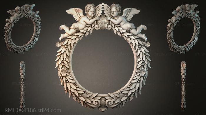 Cartouche with two putti and foliate ornament 3d STL model