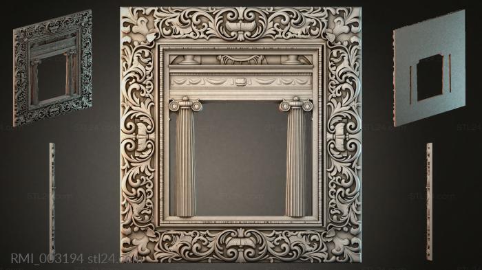 Classic fireplace mantel with Ionic columns and acanthus scrolls 3d STL model