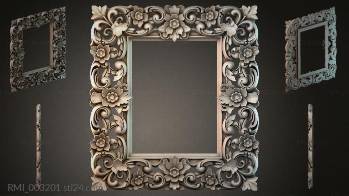 Square frame with floral and swirl patterns 3d STL model