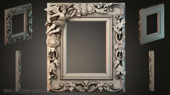 Frame with an angel and acanthus 3d STL model