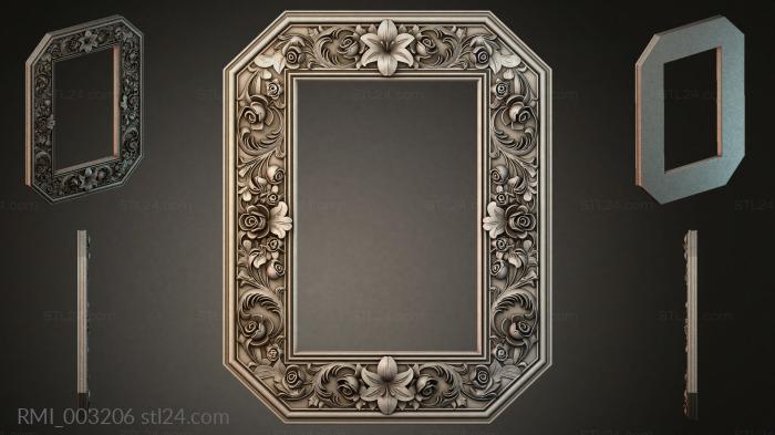 Octagonal frame with floral and swirl patterns 3d STL model
