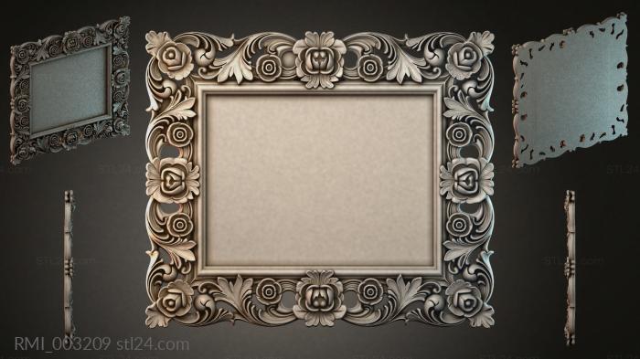 Picture frame with floral ornament and rosettes 3d STL model