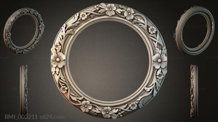 Round frame with floral pattern and moldings 3d STL model