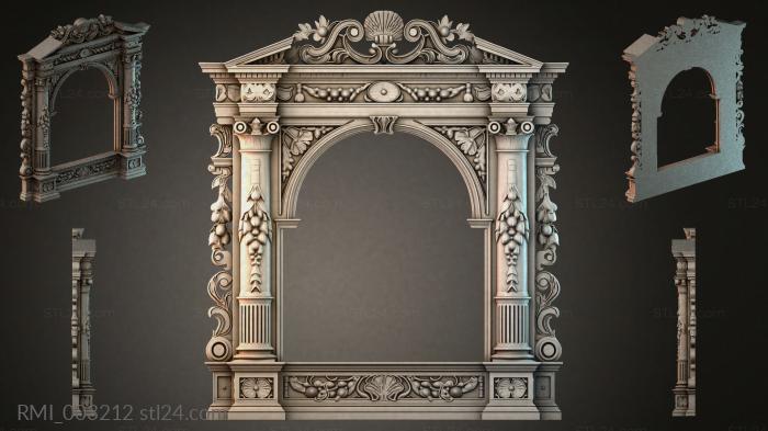 Classical architectural portal with Corinthian columns and grape ornamentation 3d STL model