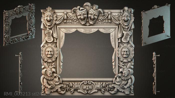 Theatrical frame with comedy and tragedy masks 3d STL model