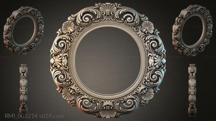 Round frame with volutes and shells for a mirror 3d STL model