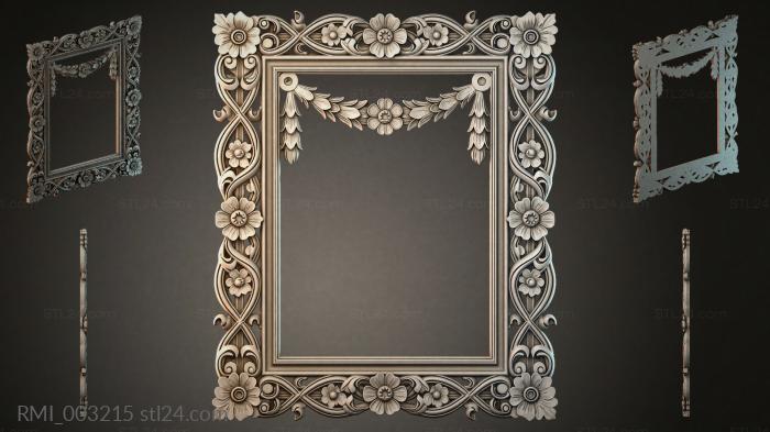 Carved frame with floral ornament and garlands 3d STL model