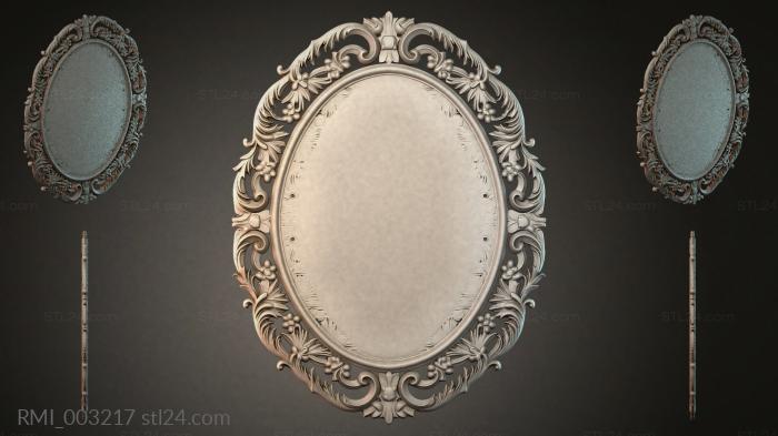 Oval mirror with baroque ornamentation and side columns 3d STL model