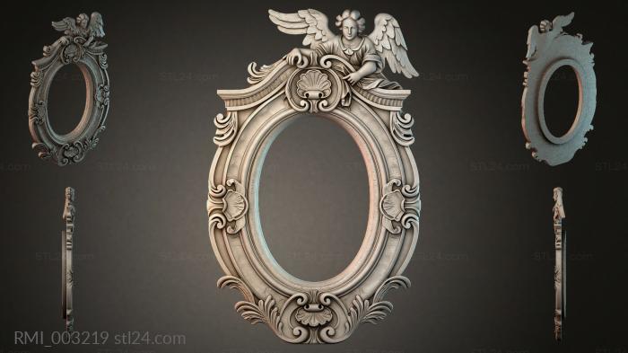 Oval frame with an angel and floral ornament 3d STL model