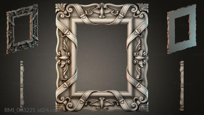 Classic square frame with angels and twisted ribbons 3d STL model