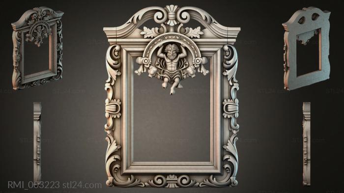 Classic frame with mask and swirls 3d STL model
