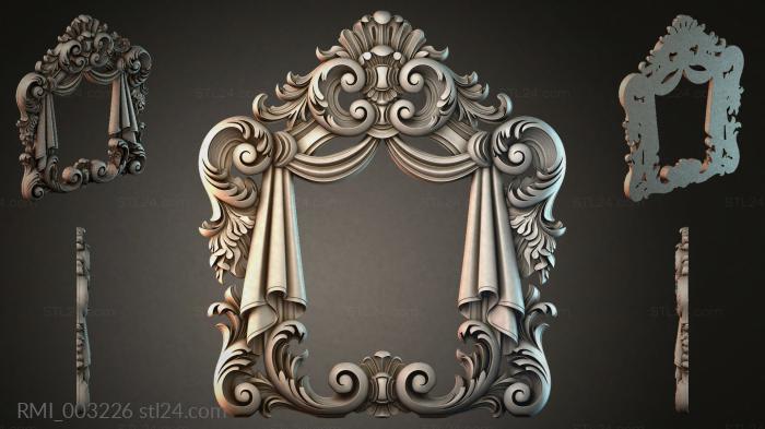 Mirror frame with volutes and floral scrolls 3d STL model