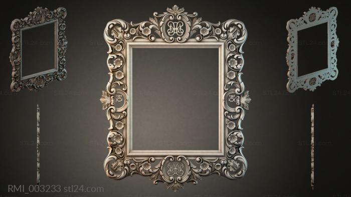 Decorative frames, framing (Carved mirror portal with vignettes and a hermetic symbol, RMI_003233) 3D models for cnc