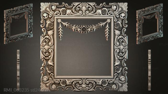 Rectangular frame with swirls and garlands 3d STL model