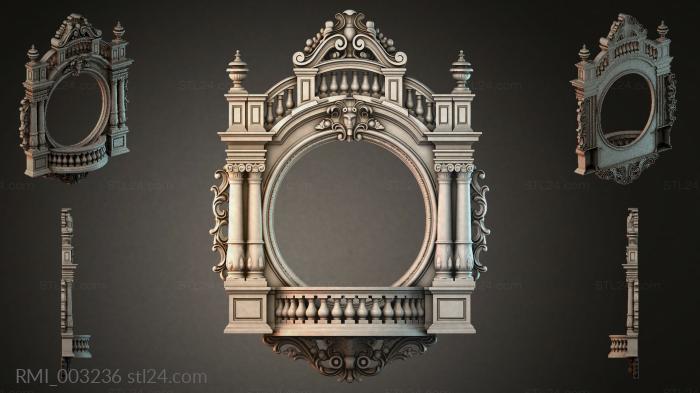 Decorative frames, framing (Oval architectural frame with columns and carved decorative elements, RMI_003236) 3D models for cnc