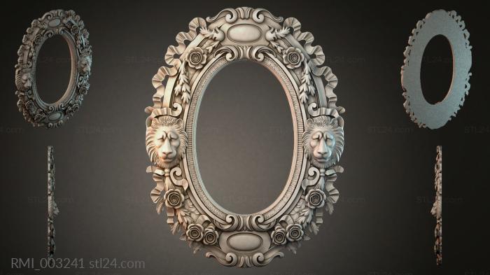 Oval mirror with lions and acanthus in the Baroque style 3d STL model