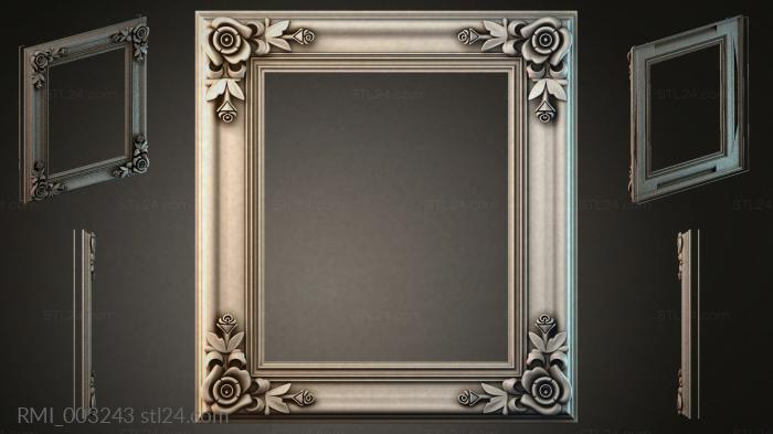 Square frame with rosettes and leaves at the corners 3d STL model