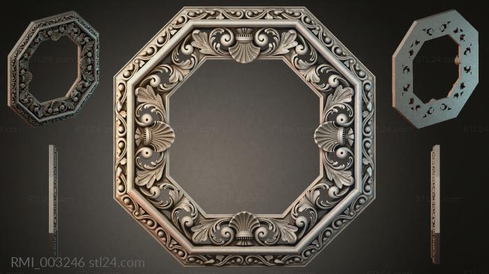 Octagonal carved ornament with acanthus scrolls and shells 3d STL model