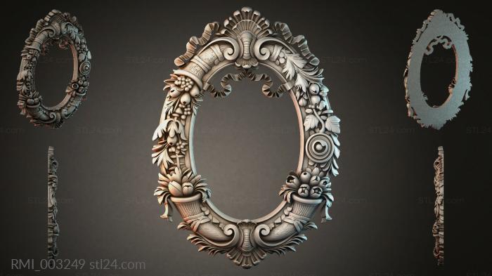 Oval mirror frame with grape clusters and swirls 3d STL model