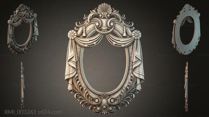Oval frame with drapery and volutes 3d STL model