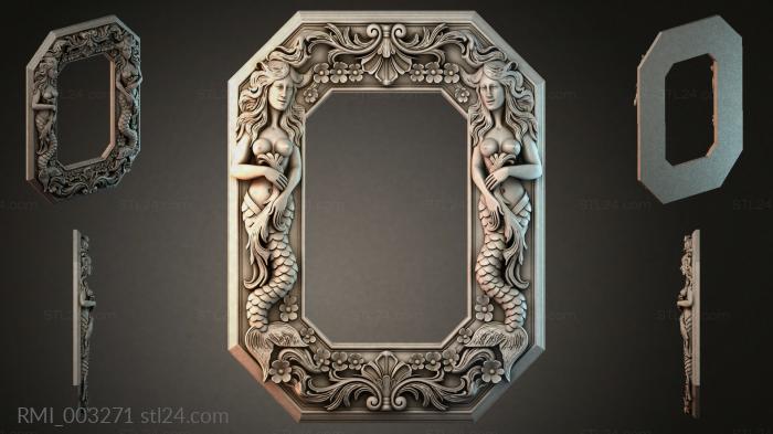 Mirror frame with mermaids and acanthus 3d STL model