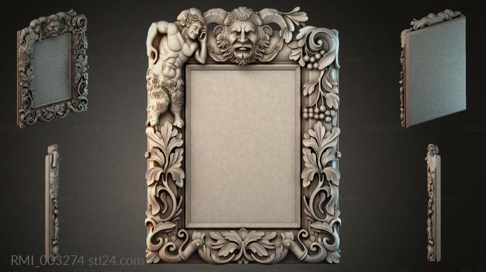 Frame with a satyr, lion and grapes 3d STL model