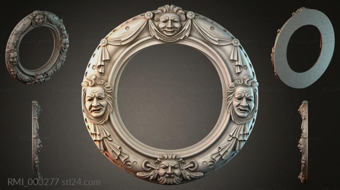 Round frame with masks and drapery 3d STL model