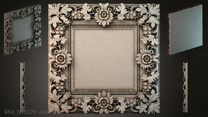 Square frame with grapes and leaves for CNC 3d STL model