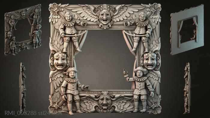 Ornamental frame with angels and masks 3d STL model
