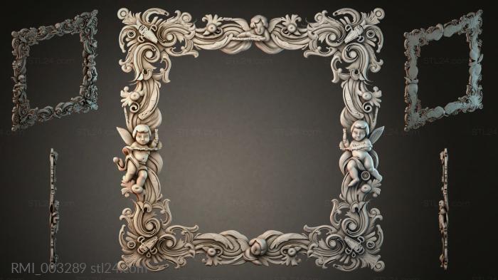Baroque frame with putti and acanthus scrolls 3d STL model