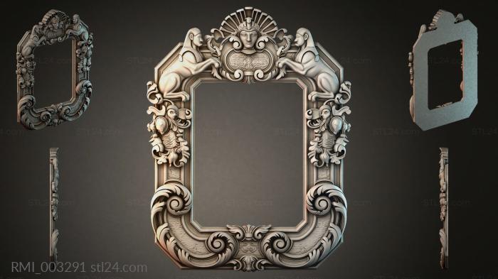 Baroque frame with angels and a solar shield 3d STL model
