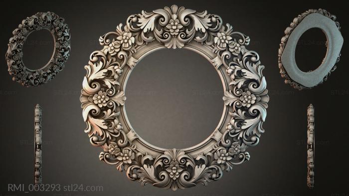 Round frame with acanthus leaves and flower garlands 3d STL model