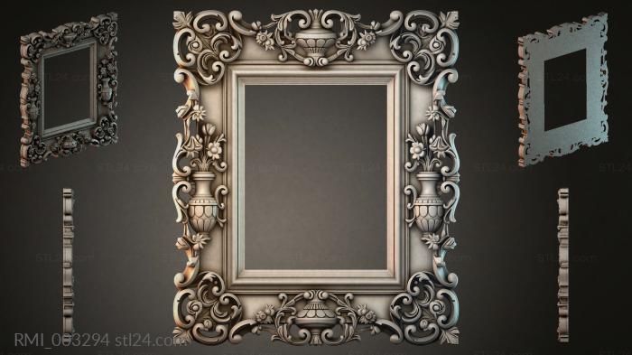 Baroque frame with scrolls and vases for a mirror 3d STL model