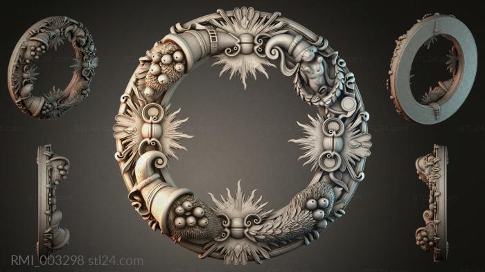 Round molding frame with lion heads and angels 3d STL model