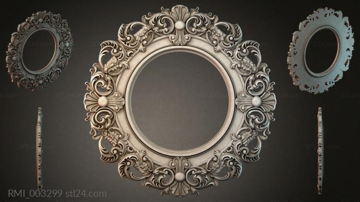 Square frame with baroque scrolls and rosettes for a mirror 3d STL model