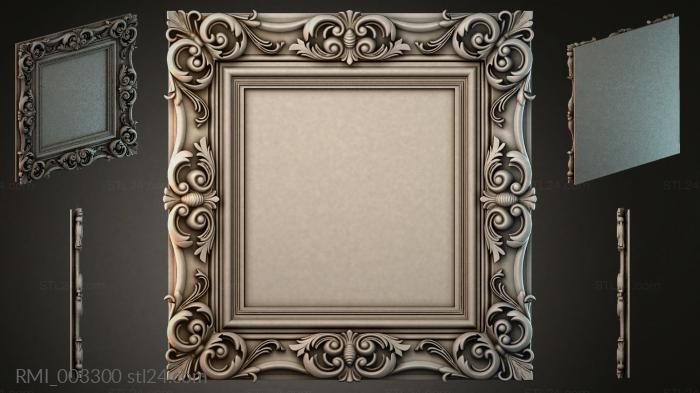 Square frame with volutes and acanthus leaves 3d STL model