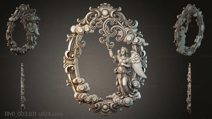 Decorative cartouche with an angel and clouds in the Baroque style 3d STL model