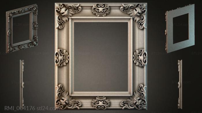 Decorative frames, framing (Frame with acanthus leaves and masks on four sides, RMI_004176) 3D models for cnc