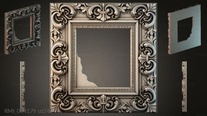 Square frame with swirling ornament and corner scrolls 3d STL model