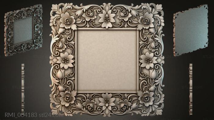 Square frame with floral scrolls and rosettes 3d STL model