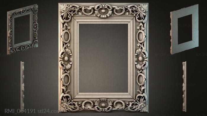 Classic rectangular frame with scrolls and medallions 3d STL model