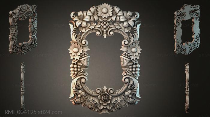 Baroque cartouche with floral garlands and acanthus 3d STL model