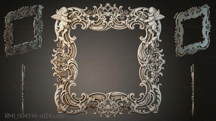 Baroque ornamental frame with putti and scrolls 3d STL model